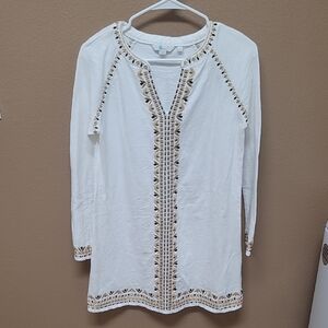 Boden Gold and White Embellished Tunic 🤍